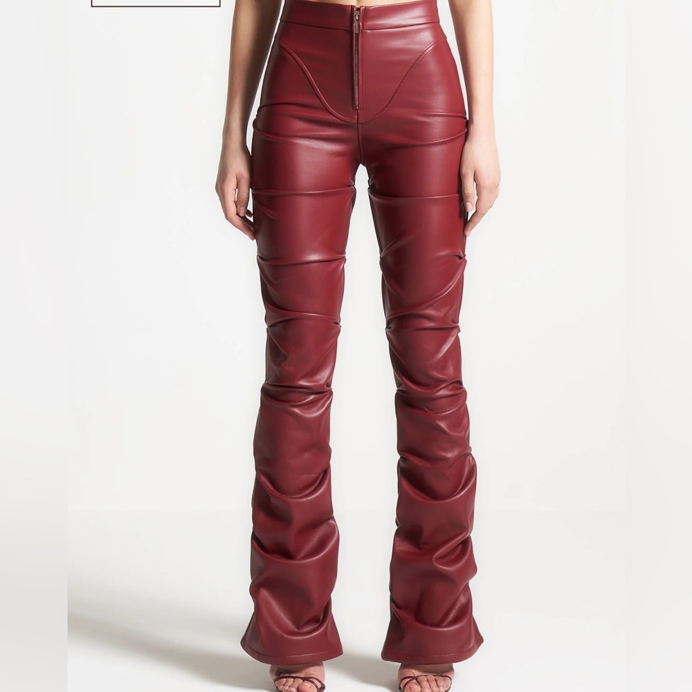Women's Red Leather Pants